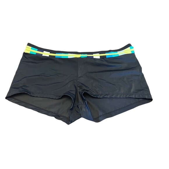 South Point Women's Swim Shorts Size 14 Black with Multi-Color Waistband S-5-20- - Picture 1 of 6